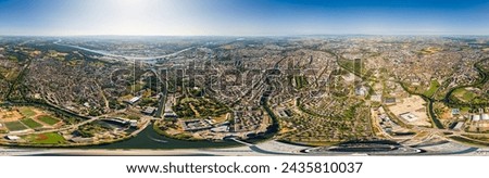 Strasbourg, France. Panorama of the city on a summer day. Sunny weather. Panorama 360. Aerial view
