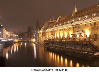 Strasbourg Old Houses And River In Winter