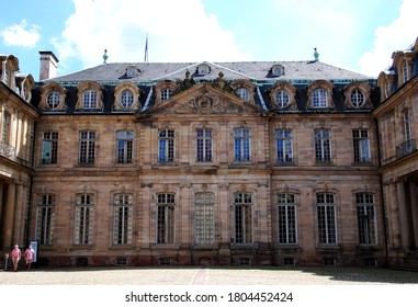 STRASBURG, BAS RHIN, FRANCE AUGUST 15 2020: Courtyard Of The Rohan Palace (Palais Rohan) Built In 1742, Former Residence Of The Prince-bishops And Cardinals Of The House Of Rohan, Now Housing Museums 