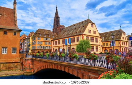 Strasburg City In Alsace France With The River