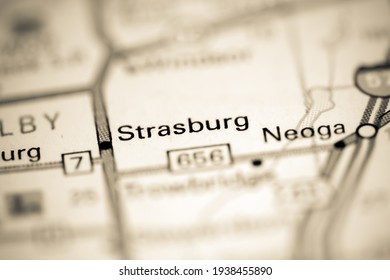 Strasburg. Illinois. USA On A Geography Map