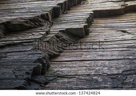  Strata, slate or shale rock layers.