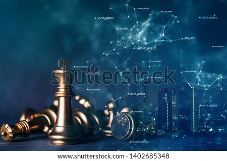 strategy competitive ideas concept with chess board game vintage color tone