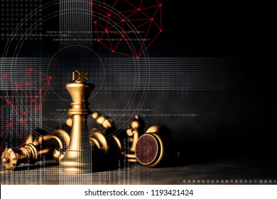 strategy ideas concept business futuristic graphic icon and golden chess board game black colot tone - Shutterstock ID 1193421424