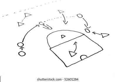 Strategy Or Tactic Plan Of A Ball Game On White