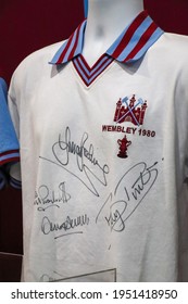 Stratford, London, UK - October 22nd 2019: Signed West Ham United FA Cup Final Shirt Wembley 1980