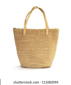Straw Bag On A White Background