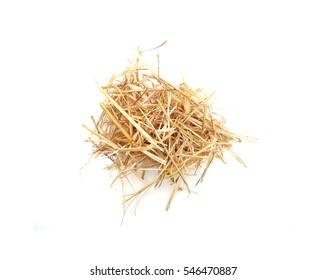 Straw dry of wheat hay on a white background. isolated .
