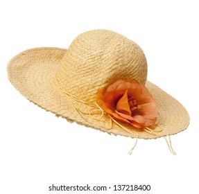 Straw hat with flower isolated over white background - Powered by Shutterstock