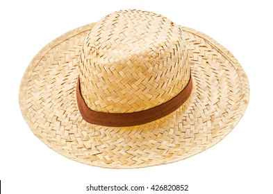 Straw Hat Isolated On White Background.