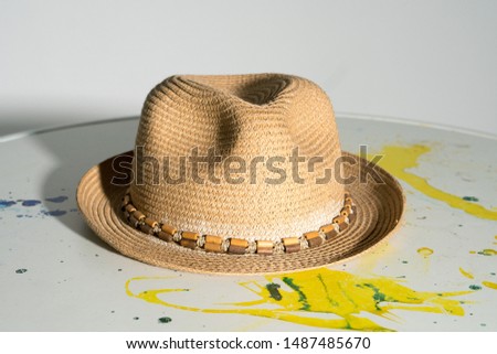 Straw hat on the table