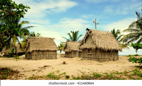 Straw House In Garifuna Village, Honduras