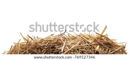 Straw pile isolated on white background, clipping path