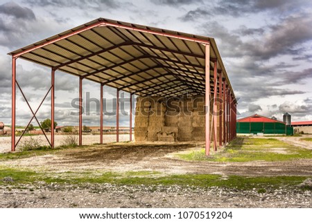 Straw warehouse in a farm in the province of Segovia