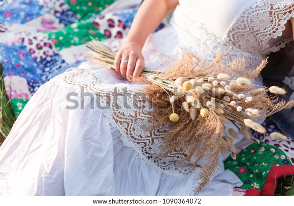 Straw Wedding Bouquet Country Rustic Wedding Stock Photo Edit Now