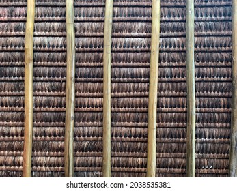 Straw And Wood Roof Inside A Home