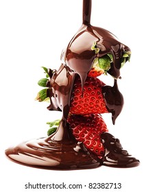 Strawberries Chocolate On White Background Stock Photo 82382713 ...