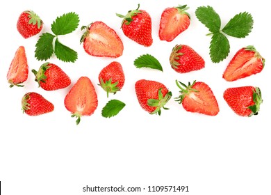Strawberries isolated on white background with copy space for your text. Top view. Flat lay pattern - Shutterstock ID 1109571491