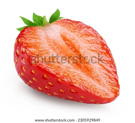 Strawberries isolated. Ripe half of a strawberry on a white background.