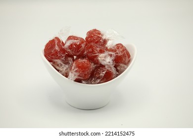 Strawberries Are Placed In A Small White Plate.