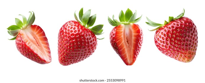 Strawberry in the air, isolated white background, Clipping - Studio Shot