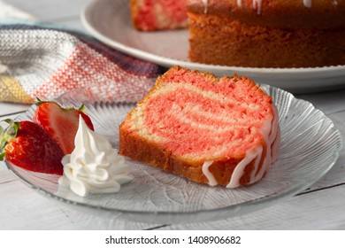 Strawberry Angel Food Cake On Plate