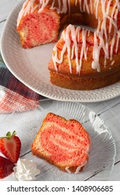 Strawberry Angel Food Cake On Plate