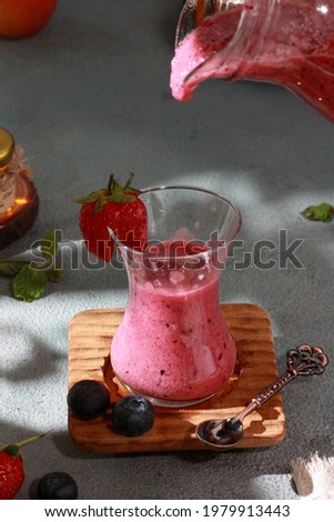 Similar – Image, Stock Photo Strawberry smoothie bowls