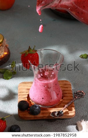 Similar – Image, Stock Photo Strawberry smoothie bowls