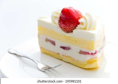 Strawberry Cake Isolated On White