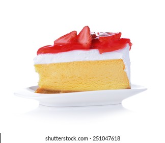 Strawberry Cake isolated on white background