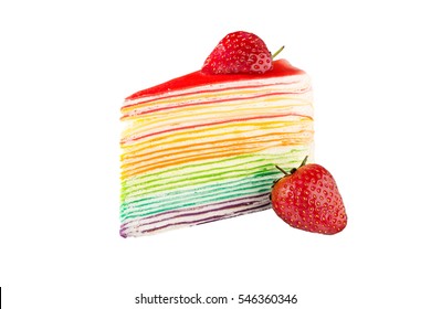 Strawberry Cake On White Background