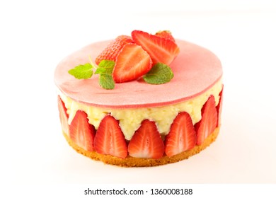 Strawberry Cake, Strawberry Shortcake Isolated On White Background