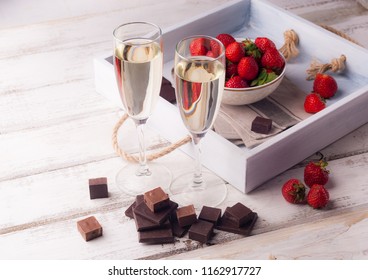 Strawberry With Champagne And Chocolate