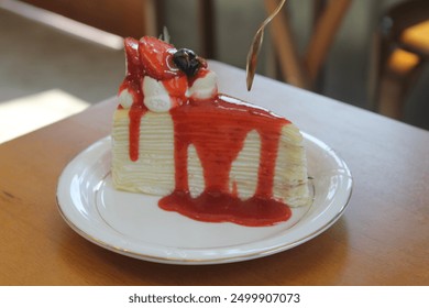 Strawberry Crepe Cake With Strawberry Jam - Powered by Shutterstock