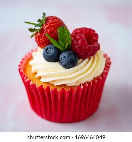 Strawberry Cupcake With Fresh Berries