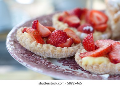 Strawberry Cupcakes On English High Tea Platter