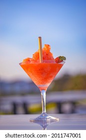 Strawberry Daiquiri Beverage By The Beach