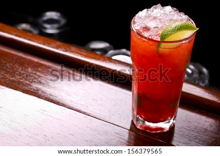 strawberry daiquiri cocktail on the bar