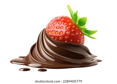 Strawberry dipped in chocolate isolated on white background
