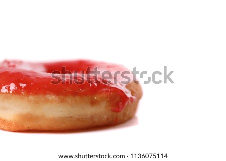 Similar – Image, Stock Photo round red glazed donut and paper cup with coffee