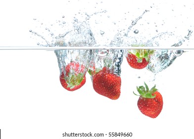 Strawberry Falling In Water