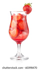 Strawberry Fizz Cocktail. Isolated On White Background