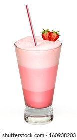 Strawberry Frappuccino And Cream On White Background