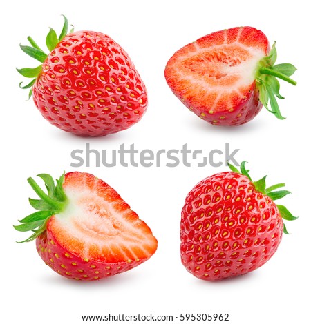 Strawberry. Fresh ripe berry isolated on white background. Collection.