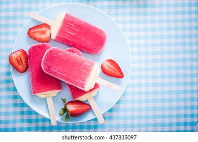 strawberry ice cream, popsicle