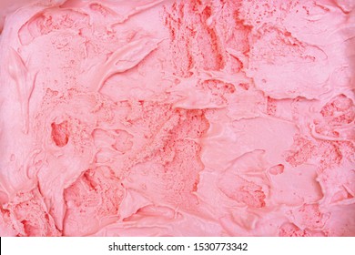 Strawberry Ice Cream Texture.  Ice Cream As Background