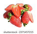 Strawberry isolated with clipping path no shadow in white background, healthy fresh fruit, raw red strawberry