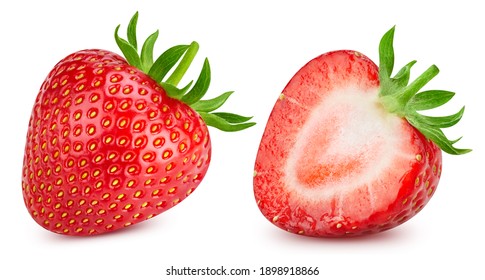 Strawberry isolated on white background close up. Strawberry Clipping Path. Strawberry macro studio photo - Shutterstock ID 1898918866