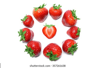 Strawberry Isolated On White Background Top View